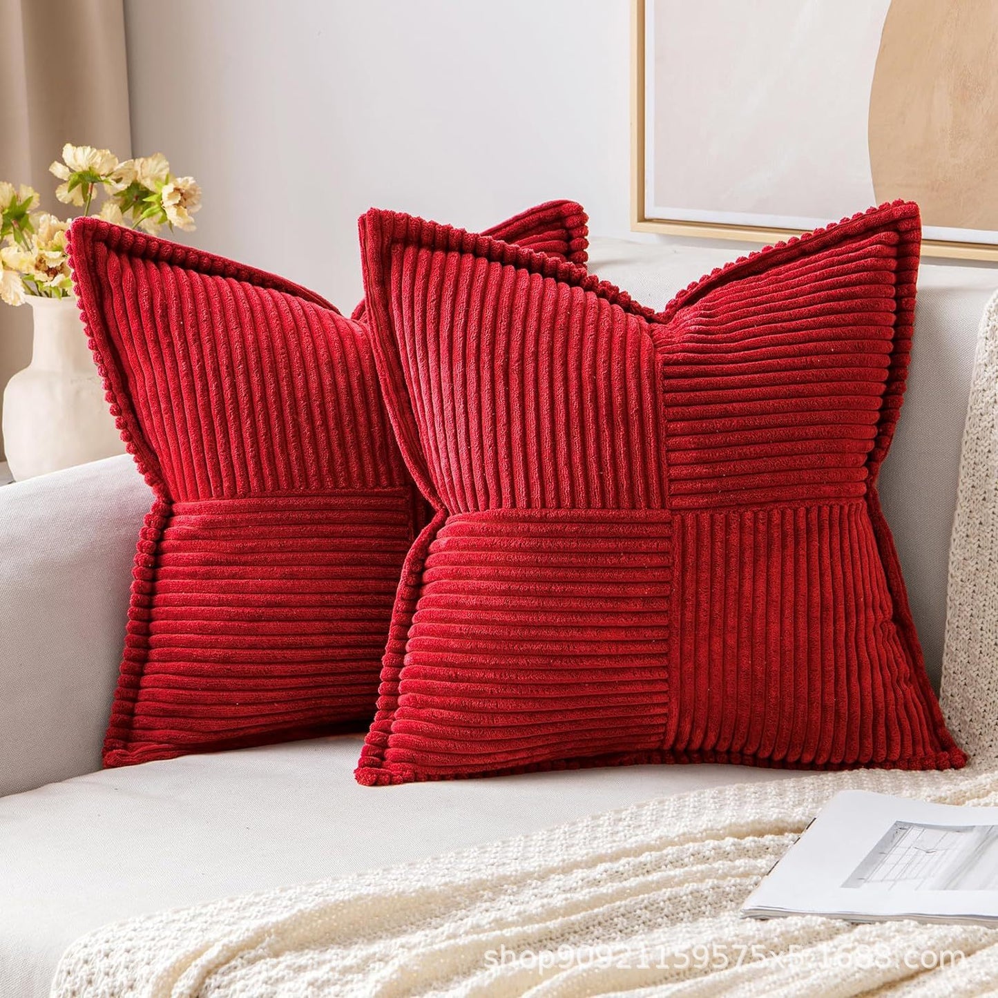 Corduroy Pillow Covers Super Soft Boho Striped Pillow Covers