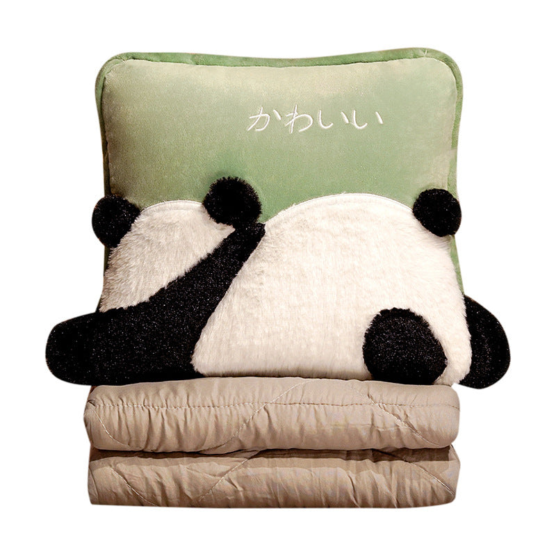 Cute Cartoon Panda Pillow Blanket Dual