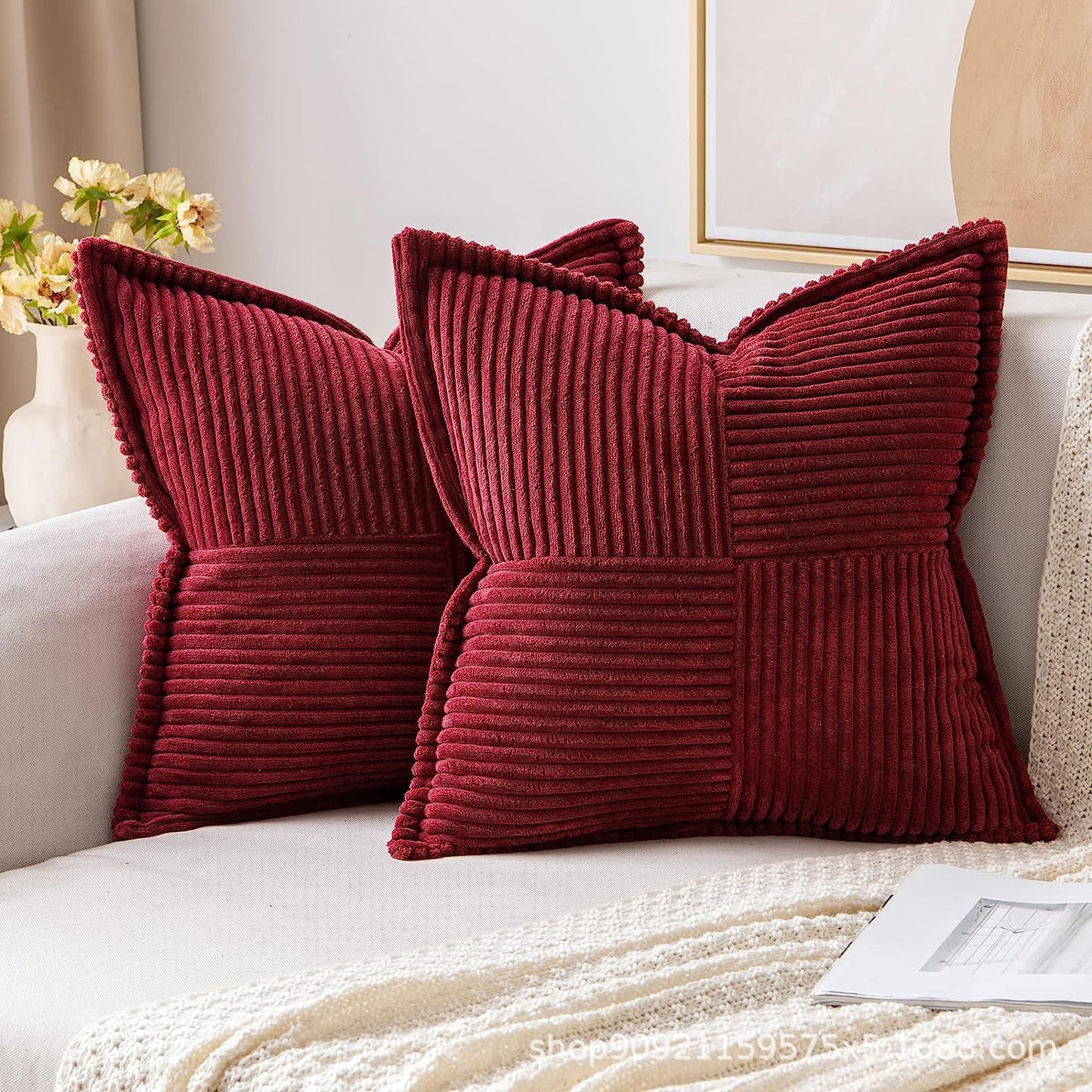 Corduroy Pillow Covers Super Soft Boho Striped Pillow Covers