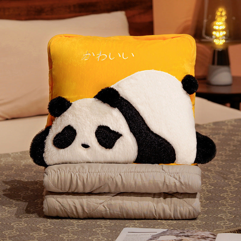 Cute Cartoon Panda Pillow Blanket Dual