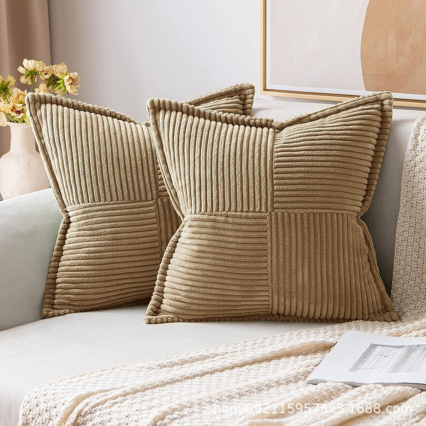Corduroy Pillow Covers Super Soft Boho Striped Pillow Covers