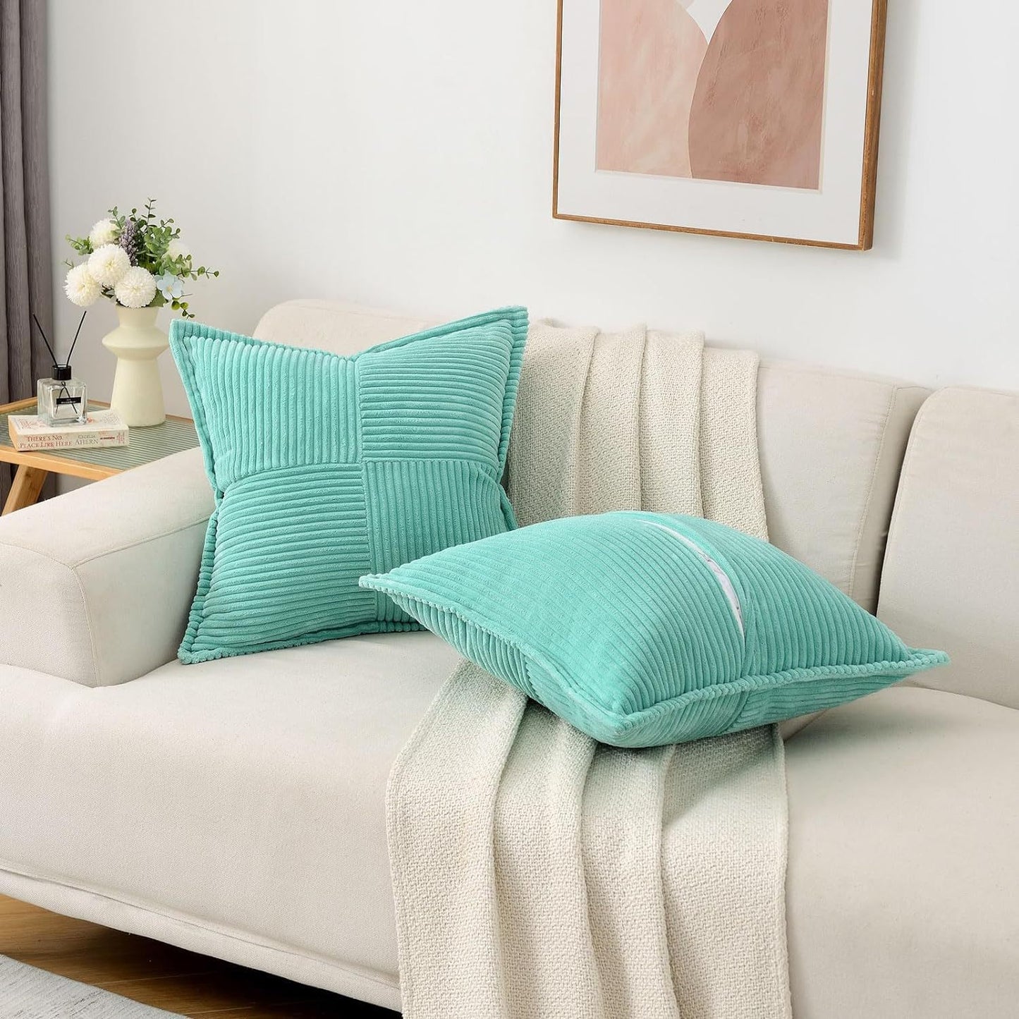 Corduroy Pillow Covers Super Soft Boho Striped Pillow Covers