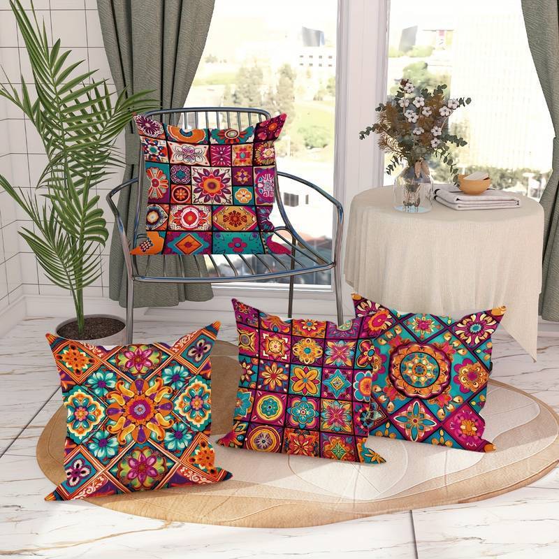 Retro Bohemian Style Pillow Cover Linen Printed Home & Breakfast Sofa