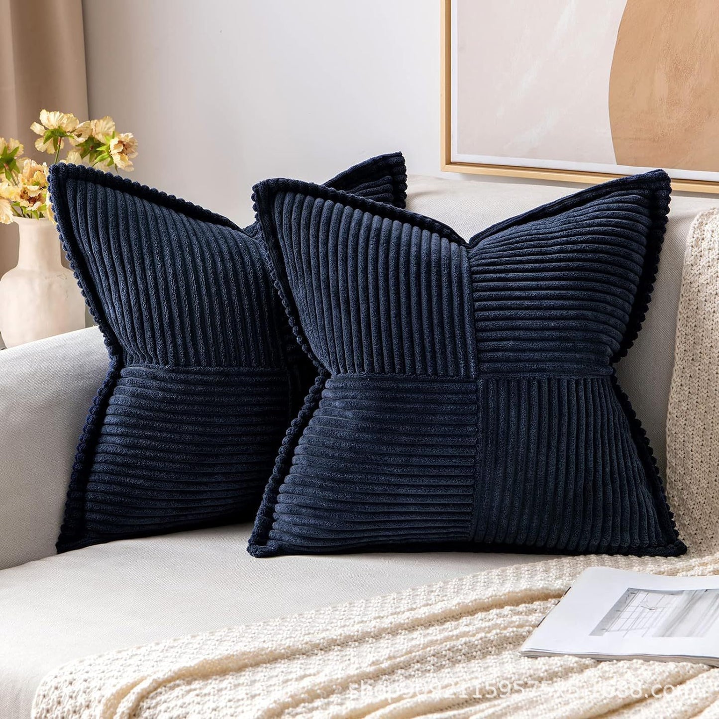 Corduroy Pillow Covers Super Soft Boho Striped Pillow Covers