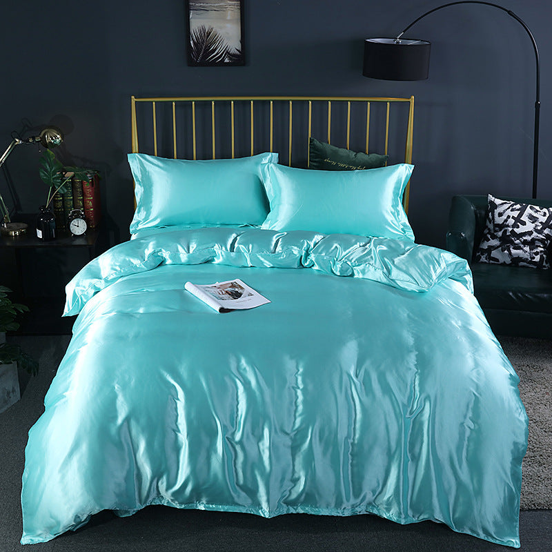 Simple Pure Color Ice Silk Bed Linen Quilt Cover Bedding