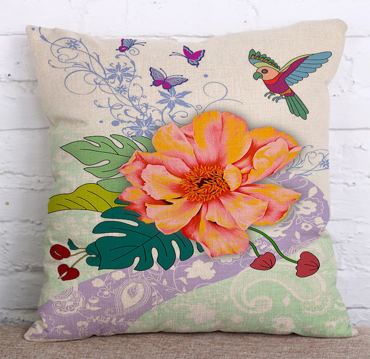 Cotton Linen Cushion Pillow Case Lumbar Bed Backrest Lumbar Pillow