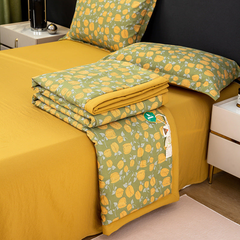 Cotton And Linen Layer Yarn Summer Blanket Airable Cover Double Bed Suit