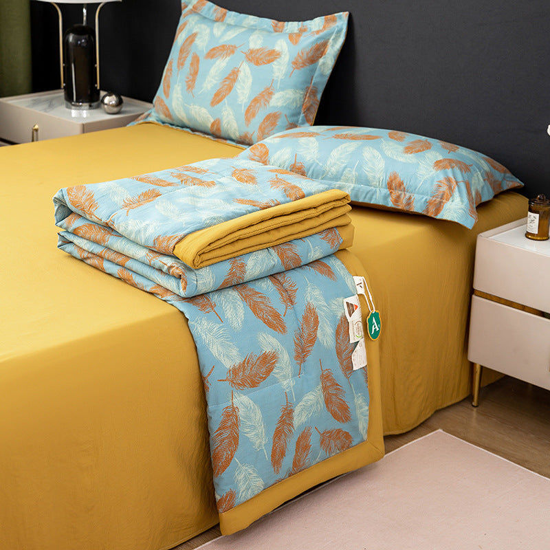 Cotton And Linen Layer Yarn Summer Blanket Airable Cover Double Bed Suit