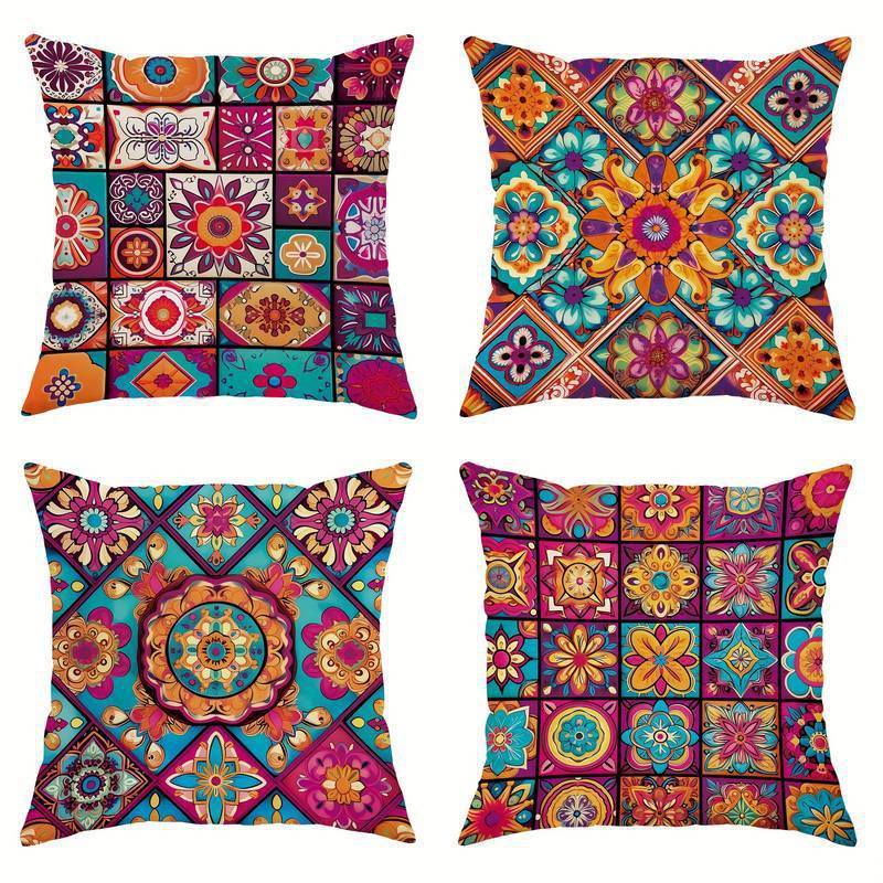 Retro Bohemian Style Pillow Cover Linen Printed Home & Breakfast Sofa