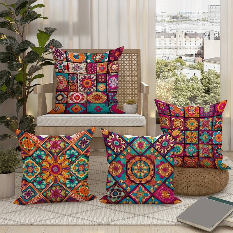 Retro Bohemian Style Pillow Cover Linen Printed Home & Breakfast Sofa