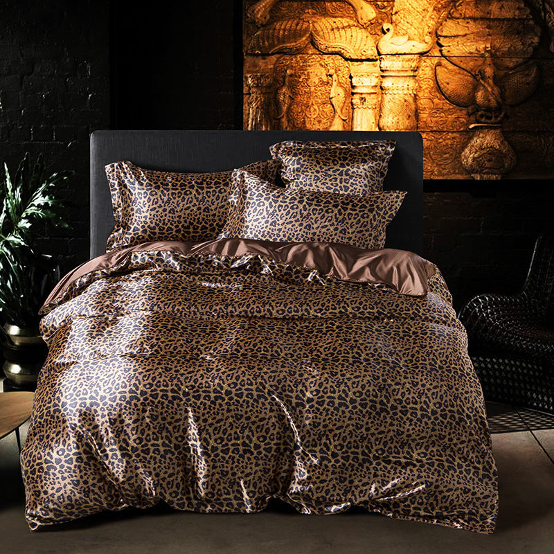 Simple Pure Color Ice Silk Bed Linen Quilt Cover Bedding