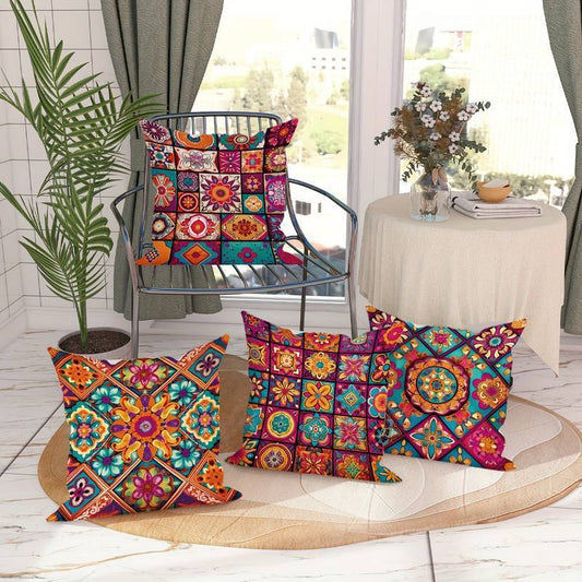 Retro Bohemian Style Pillow Cover Linen Printed Home & Breakfast Sofa